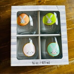 Designer Happy Easter Clear Glass Set of 4 Stemless Glasses TMD Holdings New